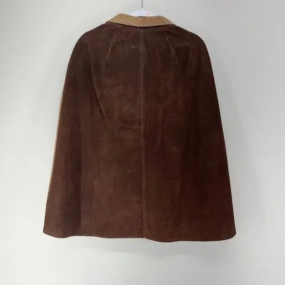 Brown and Tan Women's Cape Jacket - Picture 6 of 8